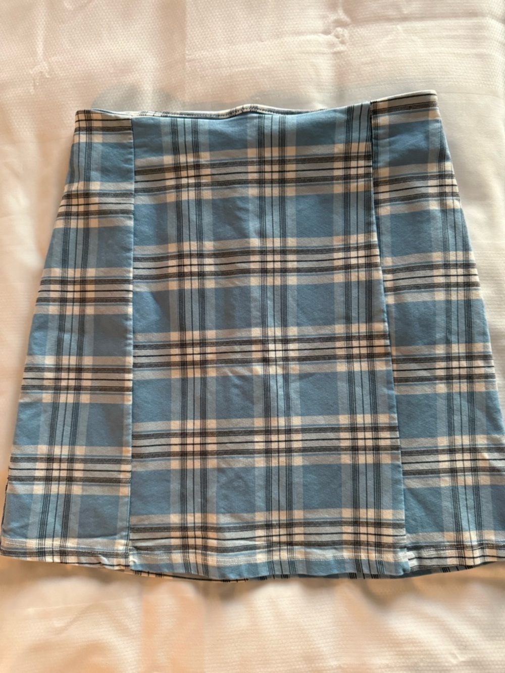 Altar'd State Blue and White Plaid Mini Skirt